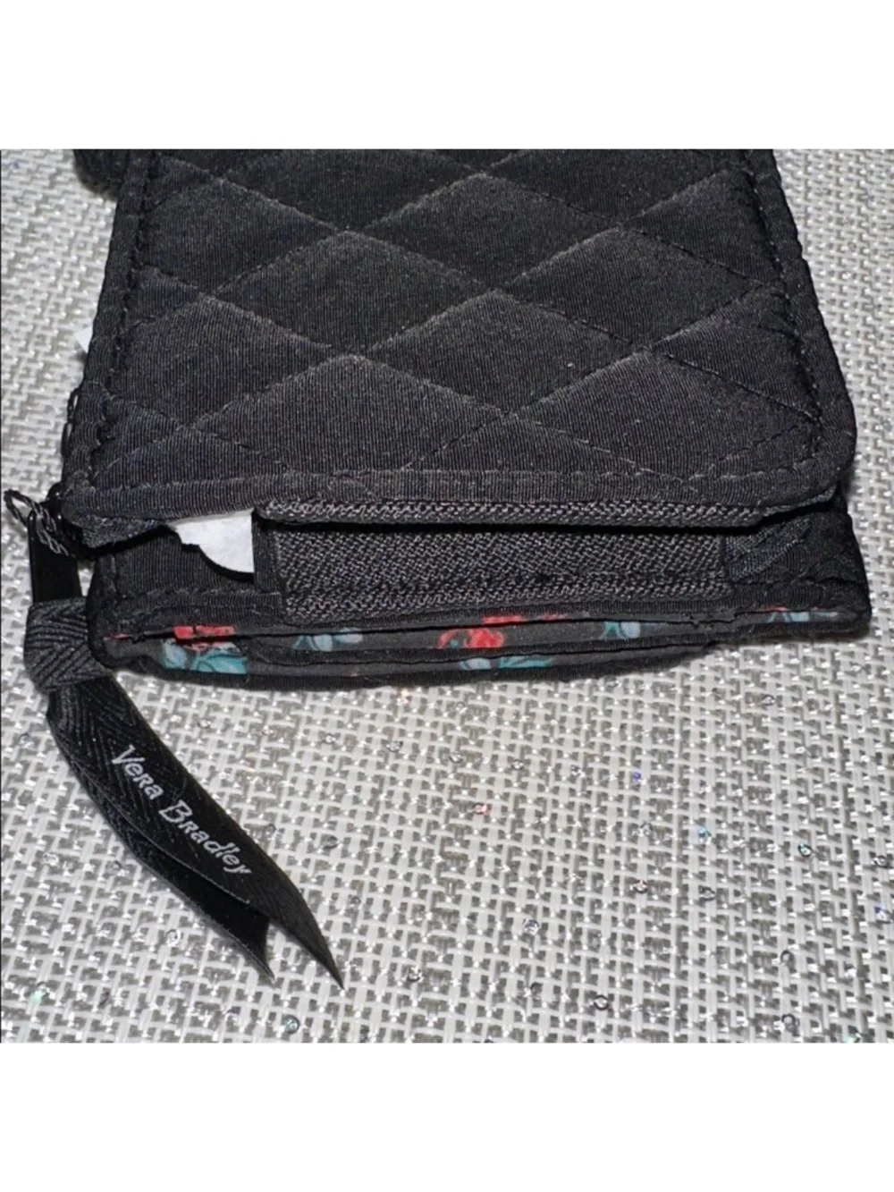 Vera Bradley Classic Black Microfiber RFID Smartphone Wristlet Wallet